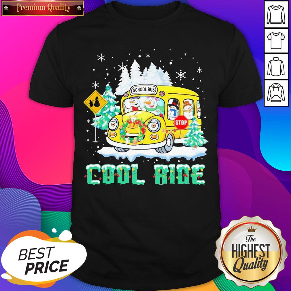 Snowmans School Bus Cool ride Christmas Shirt