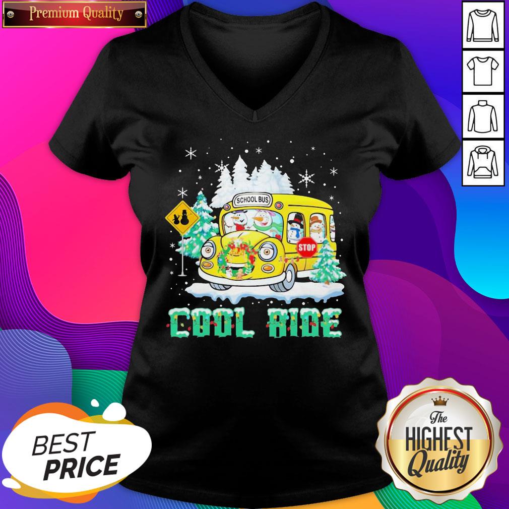 Snowmans School Bus Cool ride Christmas Shirt