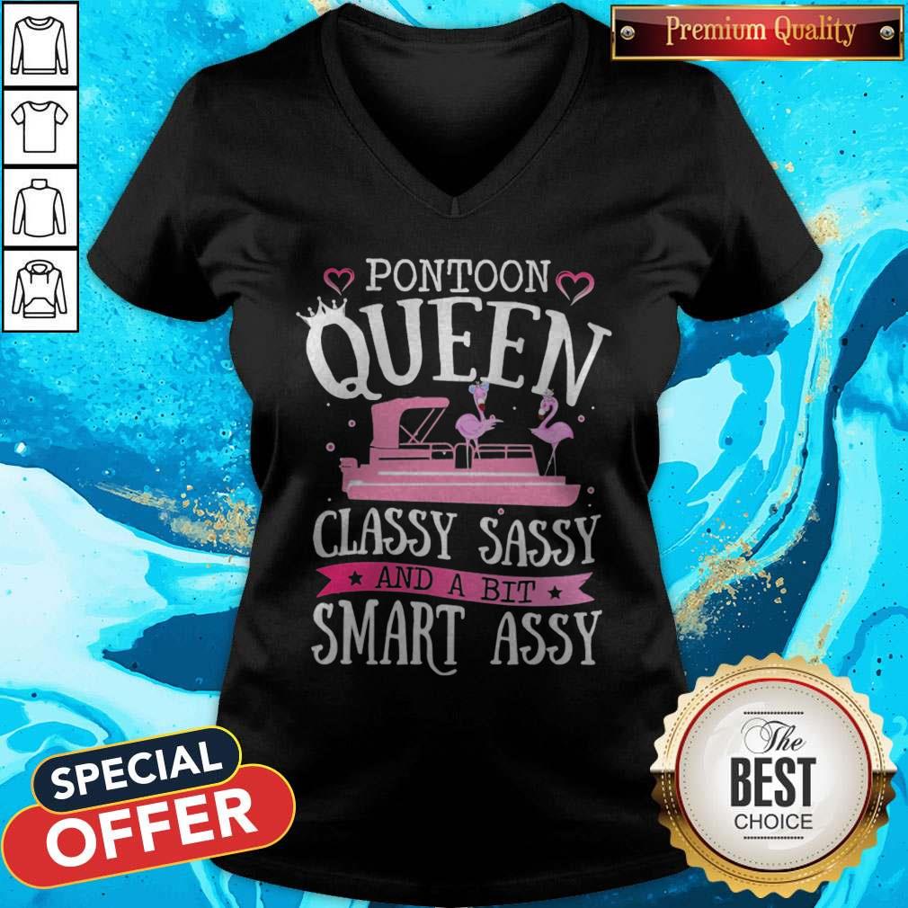 Top Flamingos Pontoon Queen Classy Sassy And A Bit Smart Assy Shirt