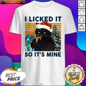 Nice Black Cat Santa I Licked It So It’s Mine Vintage Christmas Shirt