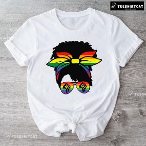 LGBT Messy Bun Girl With Bandana And Glasses T-Shirt
