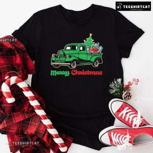 Merry Christmas A Car With Books And Xmas Tree T-Shirt