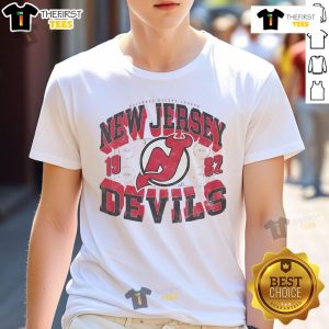 Good New Jersey Devils Rink Arched Wordmark T-Shirt featuring team colors and logo, perfect for fans and game day.