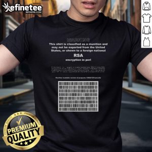 Official RSA Encryption in Perl Bitcoin Cypherpunk Adam Back Barcode T-Shirt showcasing a unique tech-inspired design.