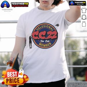 Alt Text: Official Delusional Cc22 Fan Club Member T-Shirt featuring bold graphics and vibrant colors for dedicated fans.