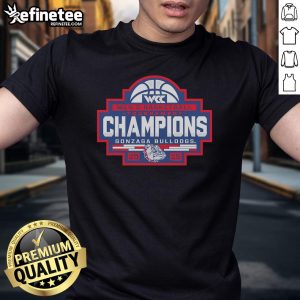 Official Gonzaga Bulldogs 84 2025 WCC Men's Basketball Conference Tournament Champions T-Shirt design.