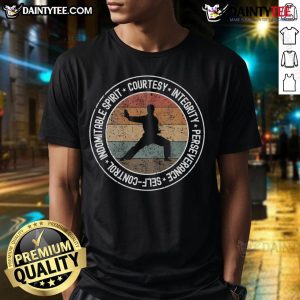 Good Taekwondo Karate 5 Tenets Martial Arts T-Shirt featuring inspiring martial arts principles and vibrant design.