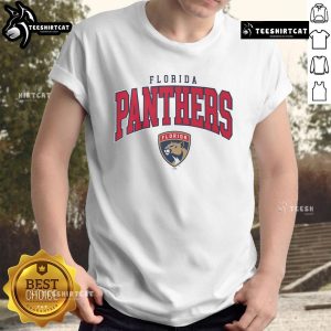 Awesome Florida Panthers Classic Arched Logo T-Shirt showcasing team pride with vibrant colors and a stylish design.