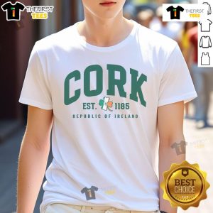 Good Cork Ireland Est 1185 Varsity Irish Heritage T-Shirt featuring a vintage design celebrating Irish culture.