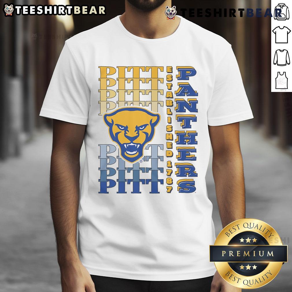 Awesome Pittsburgh Panthers Gradient Wordmark T Shirt Alt Text: Awesome Pittsburgh Panthers Gradient Wordmark T-Shirt featuring vibrant colors and a bold logo design for fans.