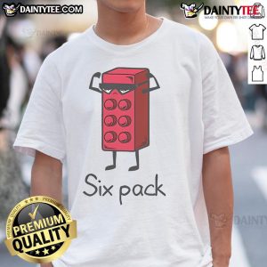 Funny Lego Six Pack T-Shirt featuring vibrant Lego graphics and a humorous design for Lego lovers and enthusiasts.