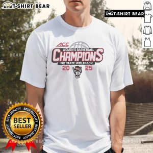 Alt Text: 2025 NC State Wolfpack Women's Basketball ACC Champions T-Shirt featuring team colors and logo, perfect for fans.