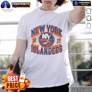 Official New York Islanders Rink Arched Wordmark T-Shirt featuring team colors and logo, perfect for fans.