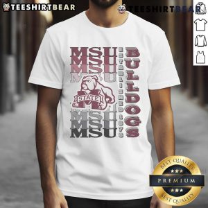 Awesome Mississippi State Bulldogs Gradient Wordmark T-Shirt showcasing bold team colors and stylish design for fans.