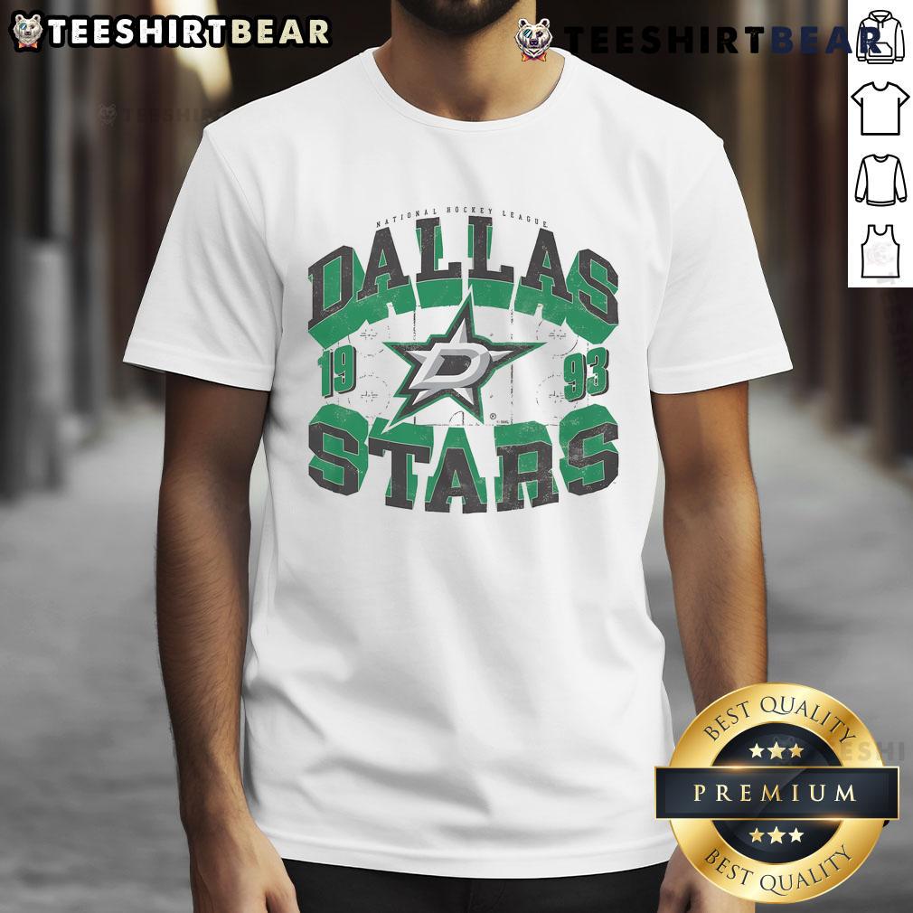 Awesome Dallas Stars Rink Arched Wordmark T Shirt Awesome Dallas Stars Rink Arched Wordmark T-Shirt featuring a bold logo perfect for hockey fans and casual wear.
