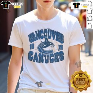 Happy Vancouver Canucks Rink Arched Wordmark T-Shirt featuring team colors and logo, perfect for fans and game day.