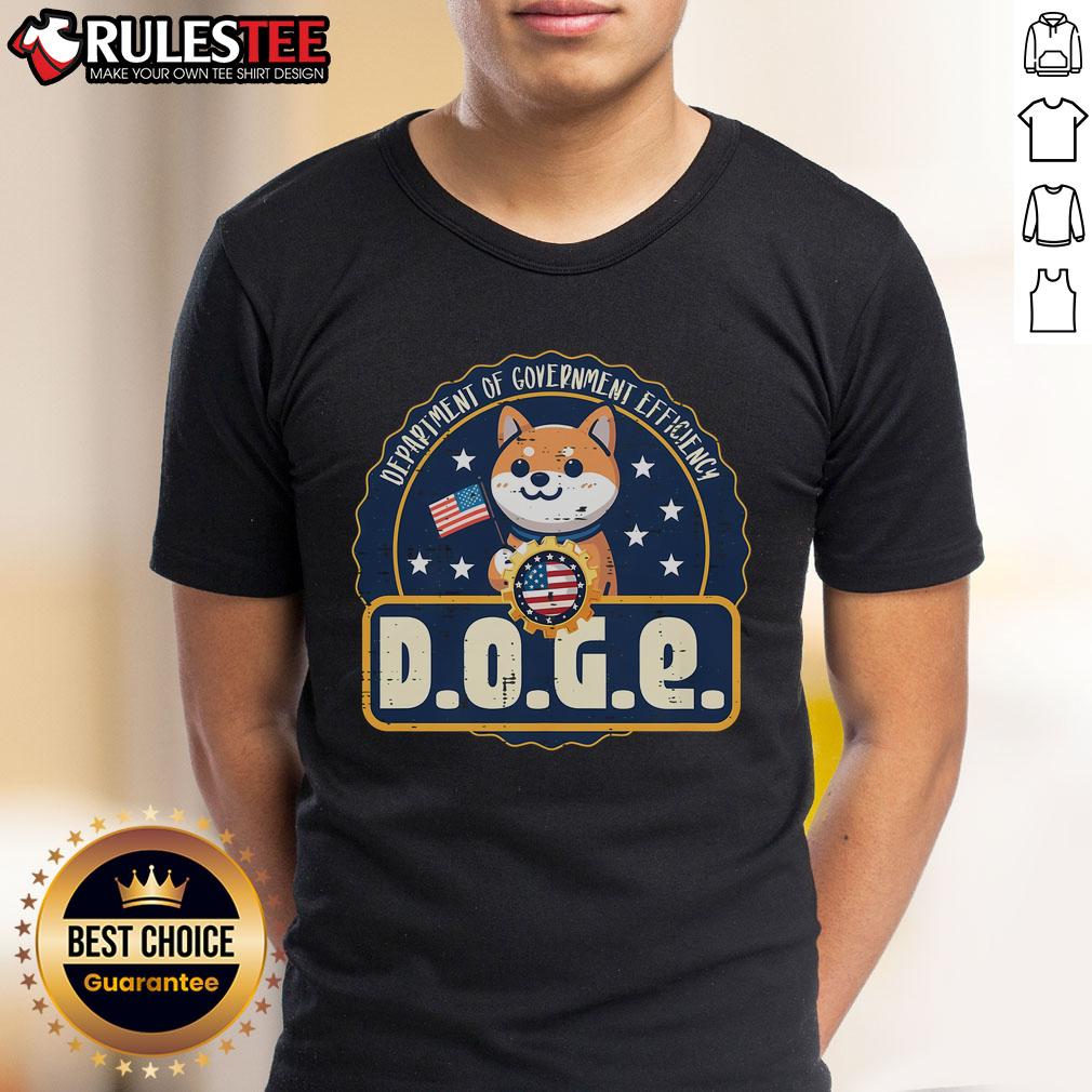 Cute Doge Shiba Inu Cute Department Of Government Efficiency T Shirt Alt Text: Cute Doge Shiba Inu graphic on a T-shirt promoting government efficiency, perfect for dog lovers and casual wear.