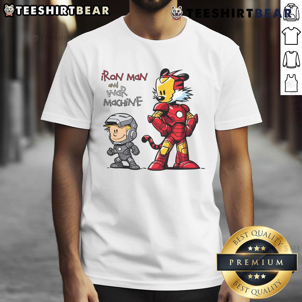 Cute Iron Buddies Iron Man And War Machine T Shirt Alt Text: Cute Iron Buddies T-Shirt featuring Iron Man and War Machine in a fun, colorful design for comic fans.