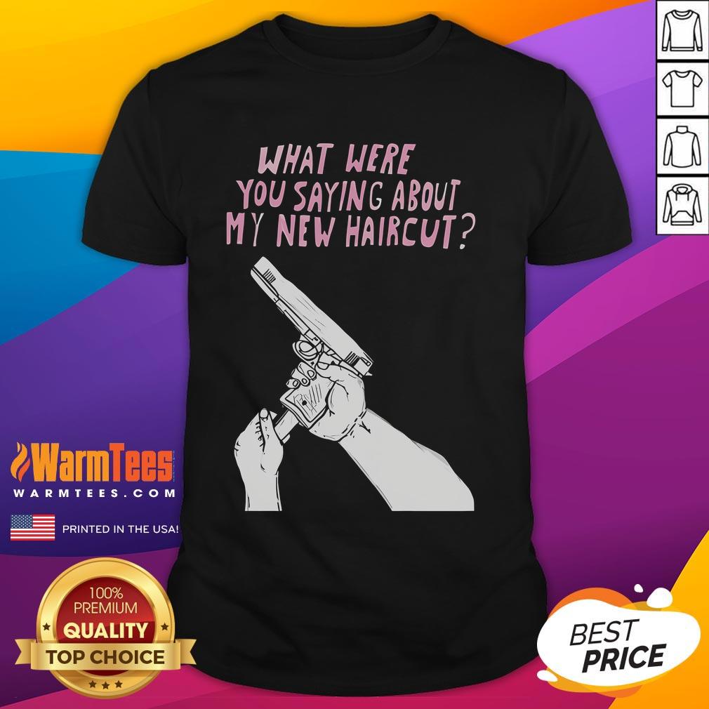 Funny Matt Gray What Were Saying About My New Haircut T Shirt Funny Matt Gray 'What Were We Saying About My New Haircut' T-Shirt design featuring humorous text and stylish graphics.