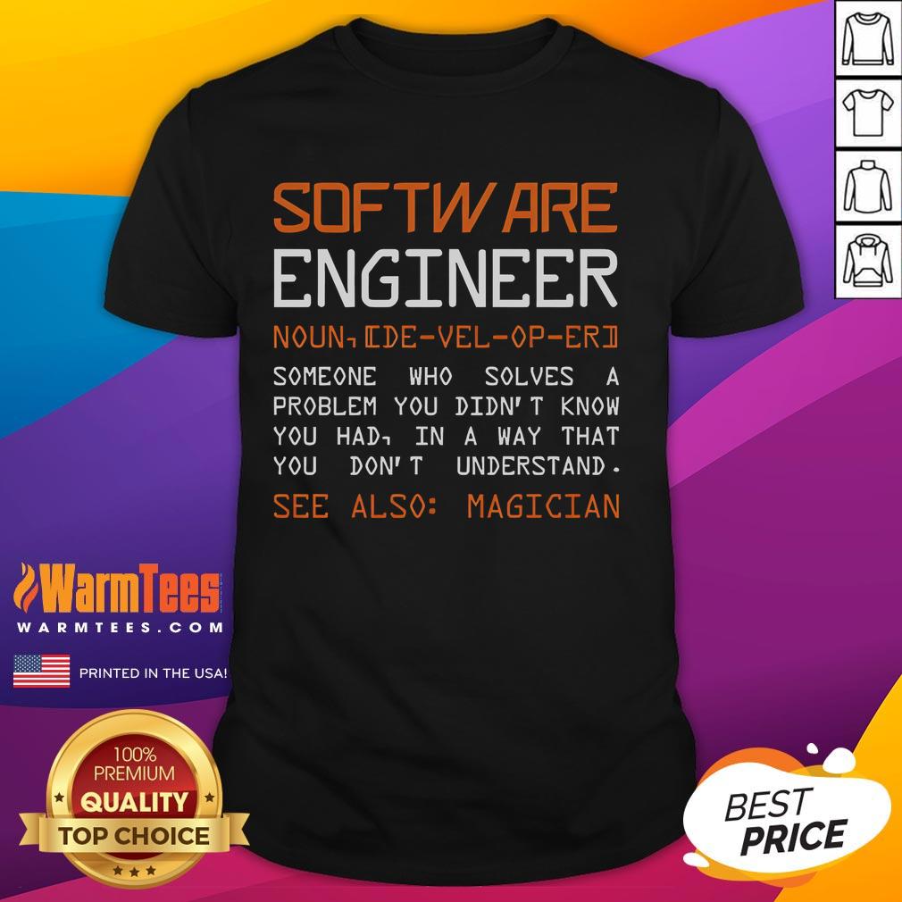 Funny Software Engineer Defined T Shirt Funny Software Engineer Defined T-Shirt featuring humorous coding graphics and playful tech phrases for programmers.