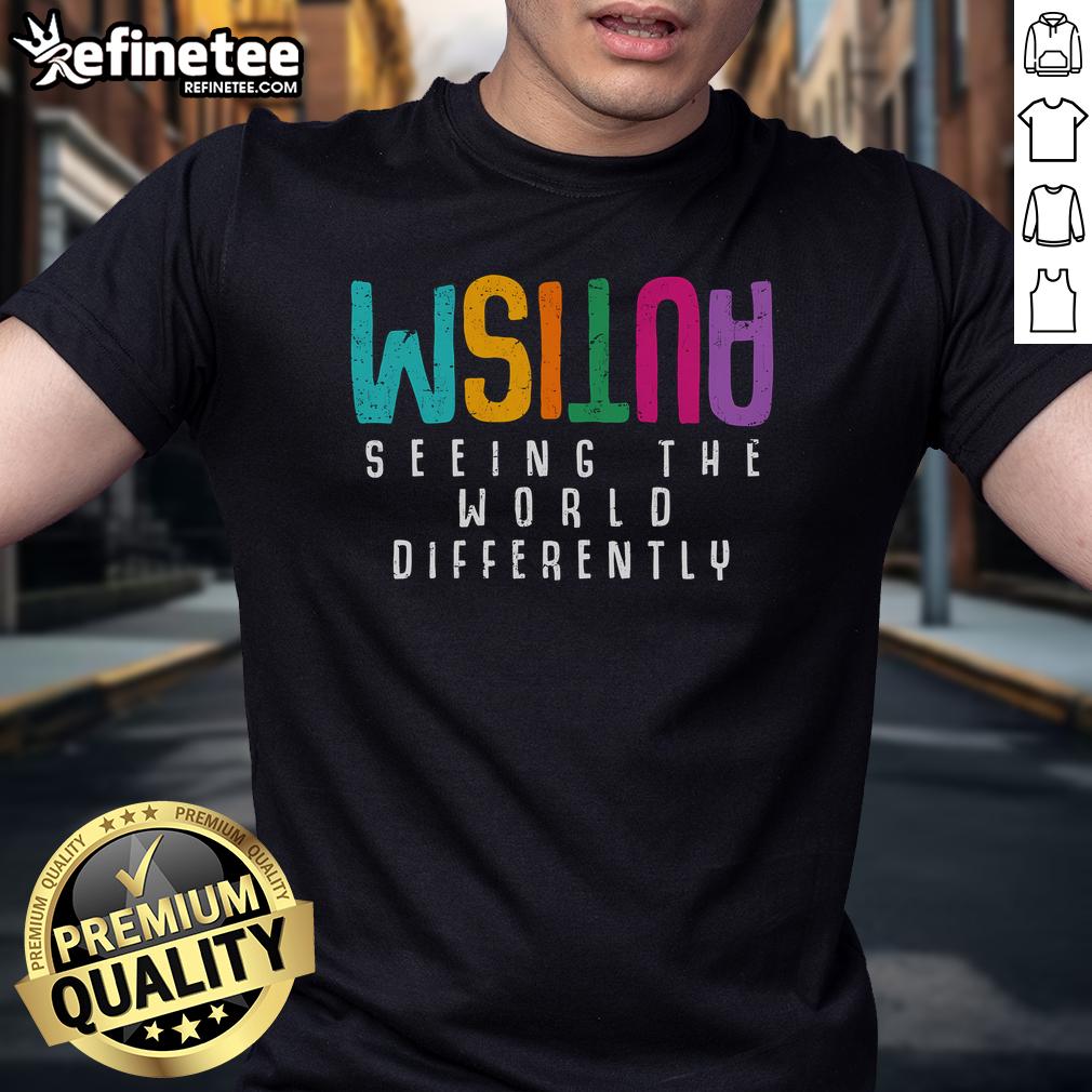 Official Autism Seeing The World Differently Support Autism Awareness T Shirt Official Autism Seeing The World Differently T-Shirt promoting Autism Awareness with vibrant design and supportive message.