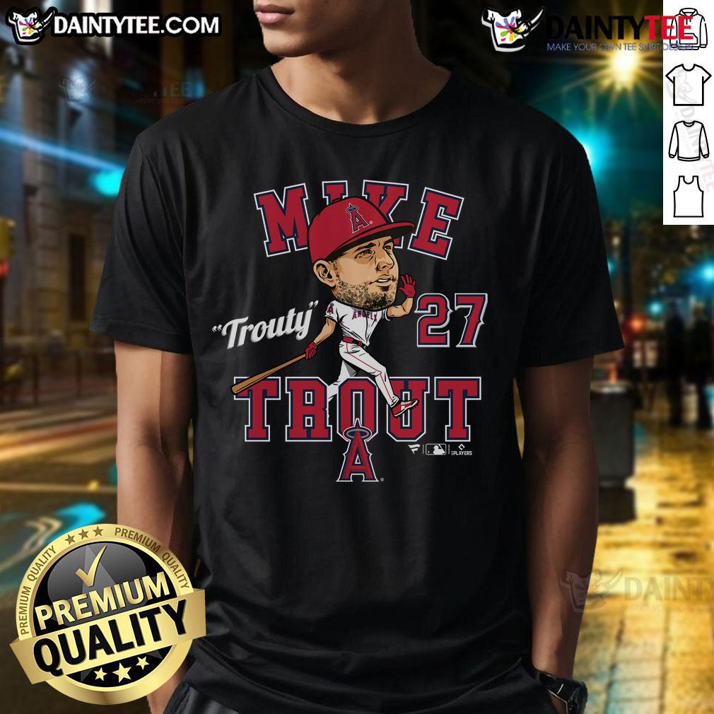Good Mike Trout Los Angeles Angels Fanatics Hometown Caricature T Shirt Alt Text: Good Mike Trout Los Angeles Angels Fanatics Hometown Caricature T-Shirt featuring vibrant graphics and team colors.