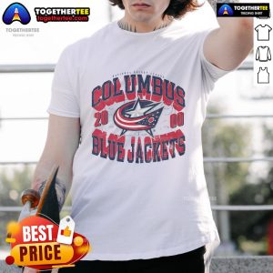 Columbus Blue Jackets Rink Arched Wordmark T-Shirt featuring team colors and logo, perfect for fans and game day.
