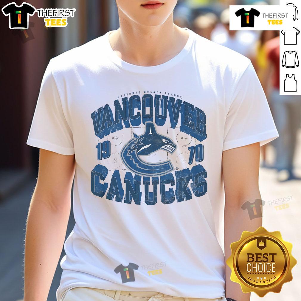 Happy Vancouver Canucks Rink Arched Wordmark T Shirt Happy Vancouver Canucks Rink Arched Wordmark T-Shirt featuring team colors and logo, perfect for fans and game day.