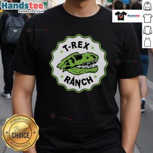 Nice T-Rex Ranch T-Shirt featuring a vibrant dinosaur graphic, perfect for fans of prehistoric-themed apparel.