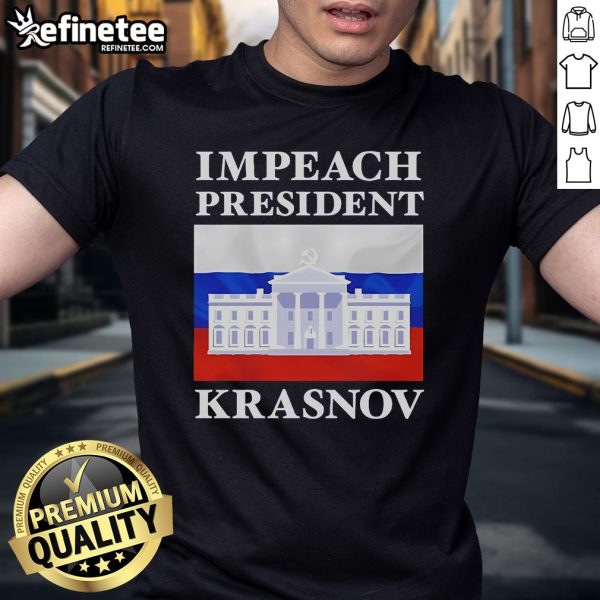 Official Impeach President Krasnov 2025 T-Shirt featuring bold graphics and a political message for activists.