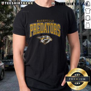 Alt Text: Official Nashville Predators Classic Arched Logo T-Shirt featuring the iconic Predators logo on a stylish design.