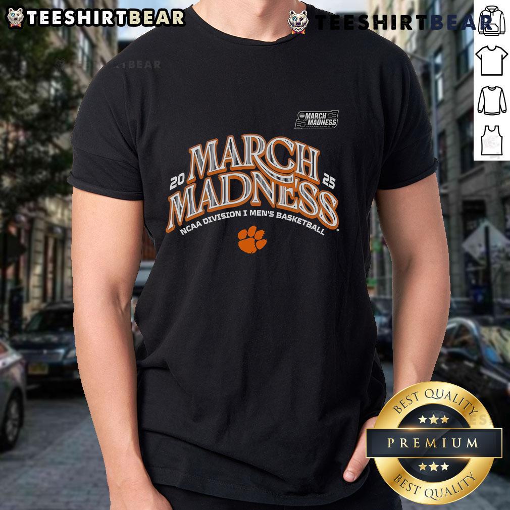 Official Clemson Men'S Basketball 2025 March Madness Bound T Shirt Official Clemson Men's Basketball 2025 March Madness Bound T-Shirt featuring team colors and logo for fans.