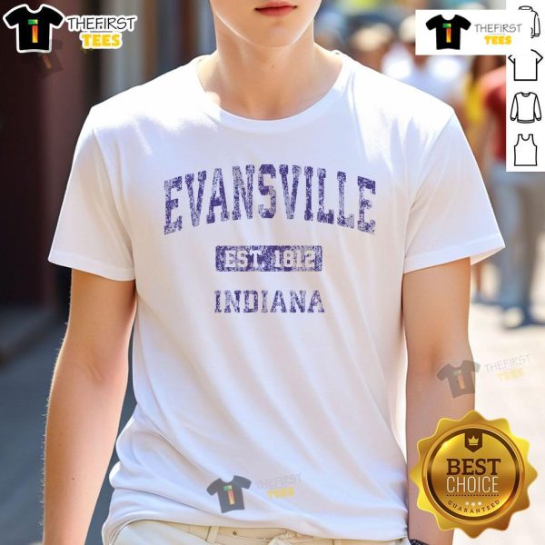 Official Evansville Indiana vintage athletic sports design T-shirt showcasing classic style and local pride.