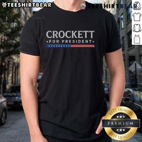Official Jasmine Crockett for President 2028 USA Election T-Shirt featuring campaign logo and vibrant design.