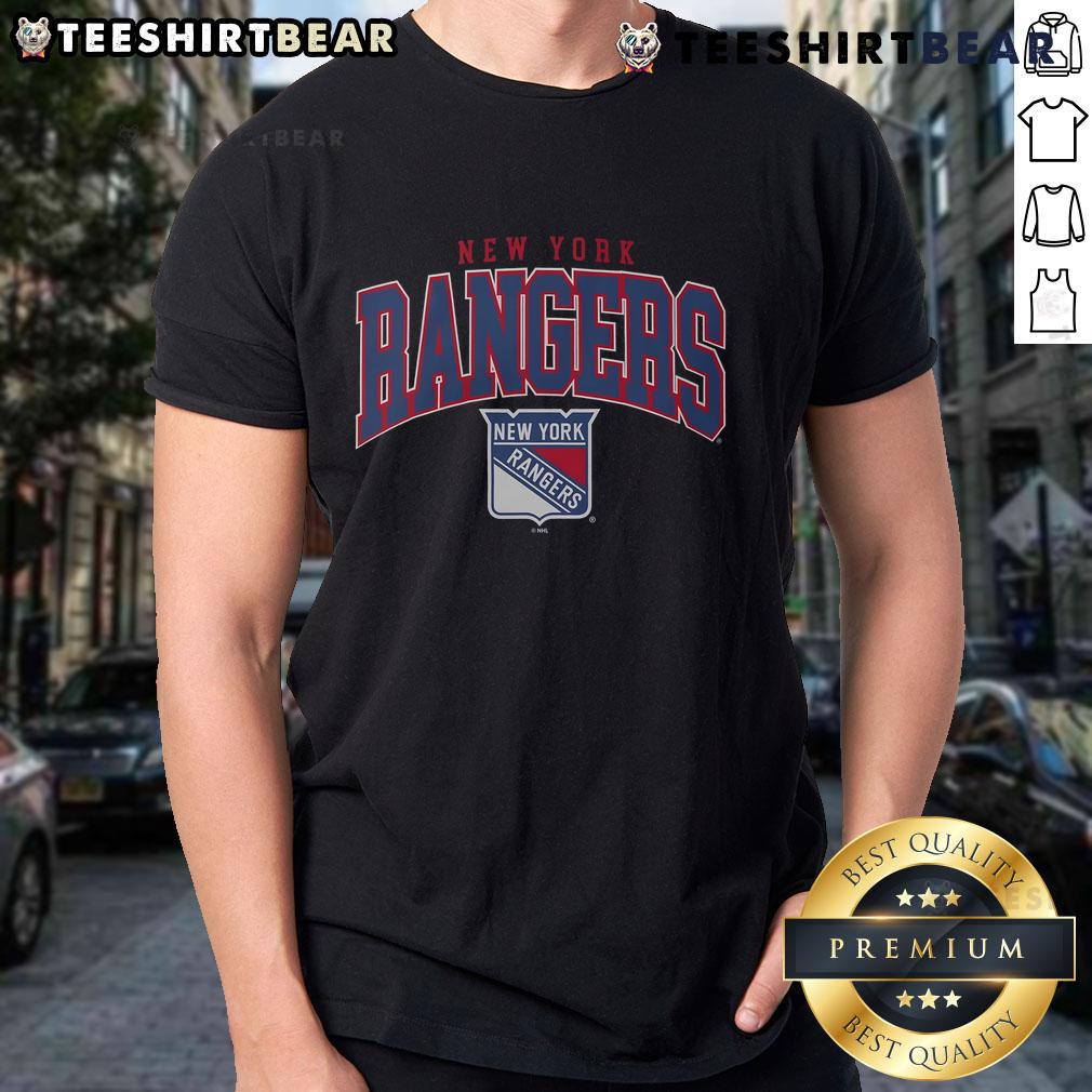 Official New York Rangers Classic Arched Logo T Shirt Official New York Rangers Classic Arched Logo T-Shirt featuring bold team colors and iconic logo design.