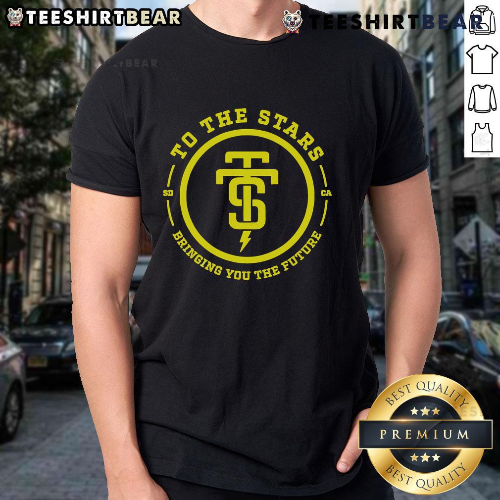 Official To The Stars Bringing You The Future T Shirt Alt Text: Official To The Stars Bringing You The Future T-Shirt featuring a bold design, perfect for UFO enthusiasts and fans.