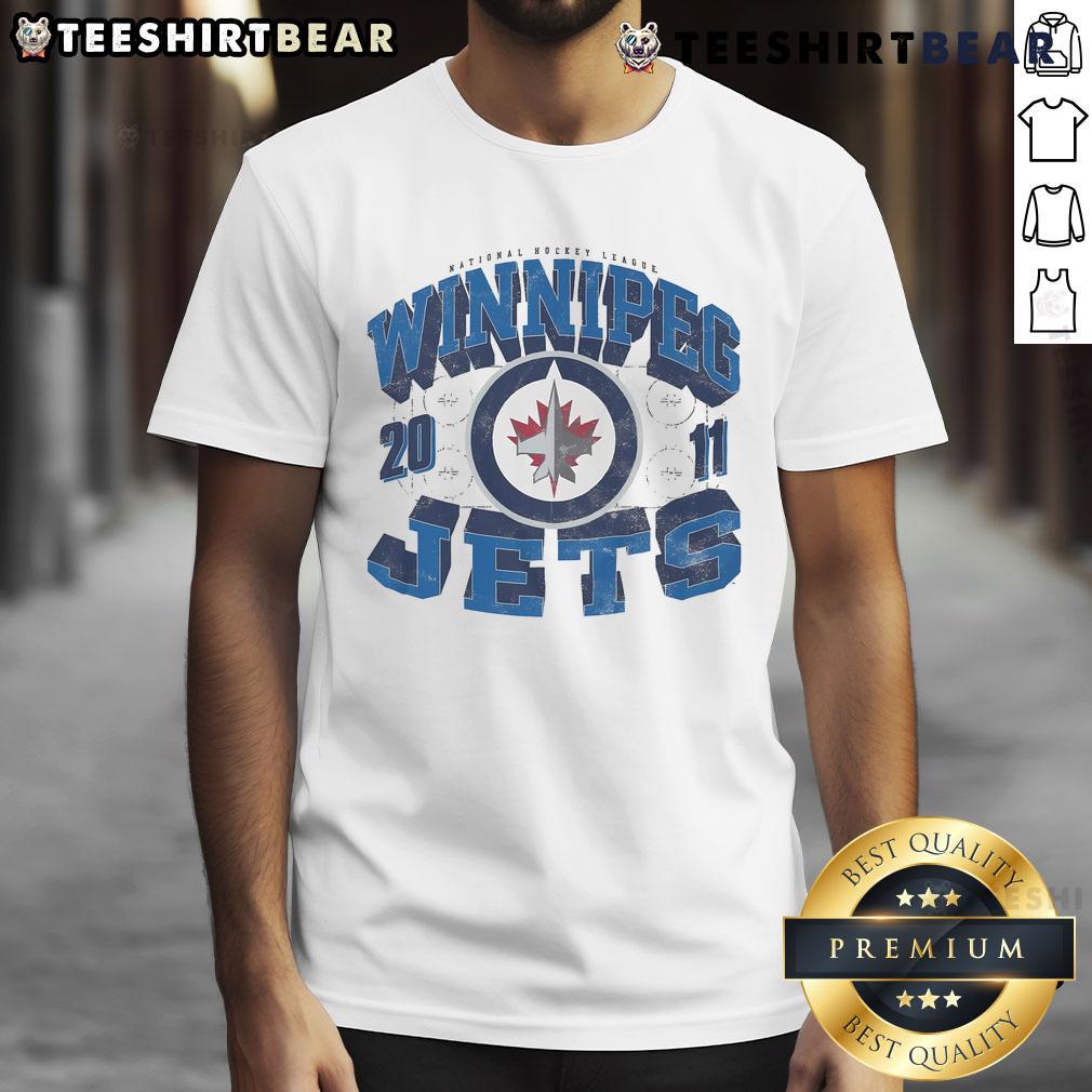 Official Winnipeg Jets Rink Arched Wordmark T Shirt Official Winnipeg Jets Rink Arched Wordmark T-Shirt featuring team colors and logo, perfect for hockey fans.