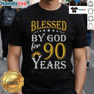 Vintage 'Blessed By God For 90 Years' T-Shirt - Perfect 90th Birthday Present for celebrating a milestone birthday.