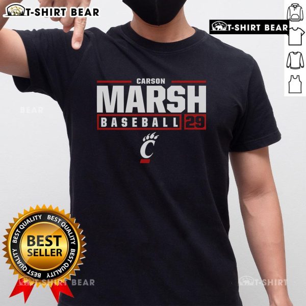 Top Carson Marsh Cincinnati Bearcats 29 T-Shirt featuring team colors and logo, perfect for fans and game day attire.