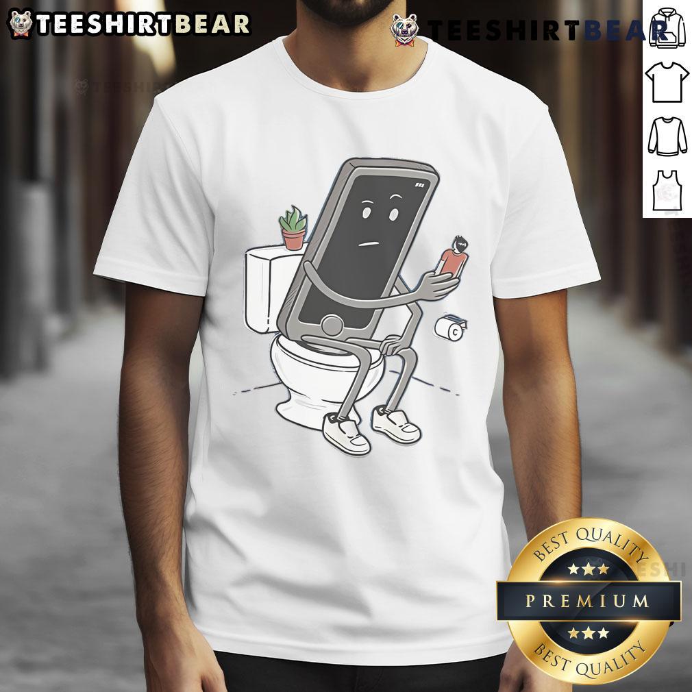 Top Toilet Phone Humour T Shirt Funny T-Shirt featuring toilet phone humor, perfect for laughs and quirky fashion. Ideal gift for comedy lovers!