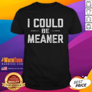 Funny I Could Be Meaner Sarcastic T-Shirt design featuring humorous text, perfect for fans of witty and funny humor.